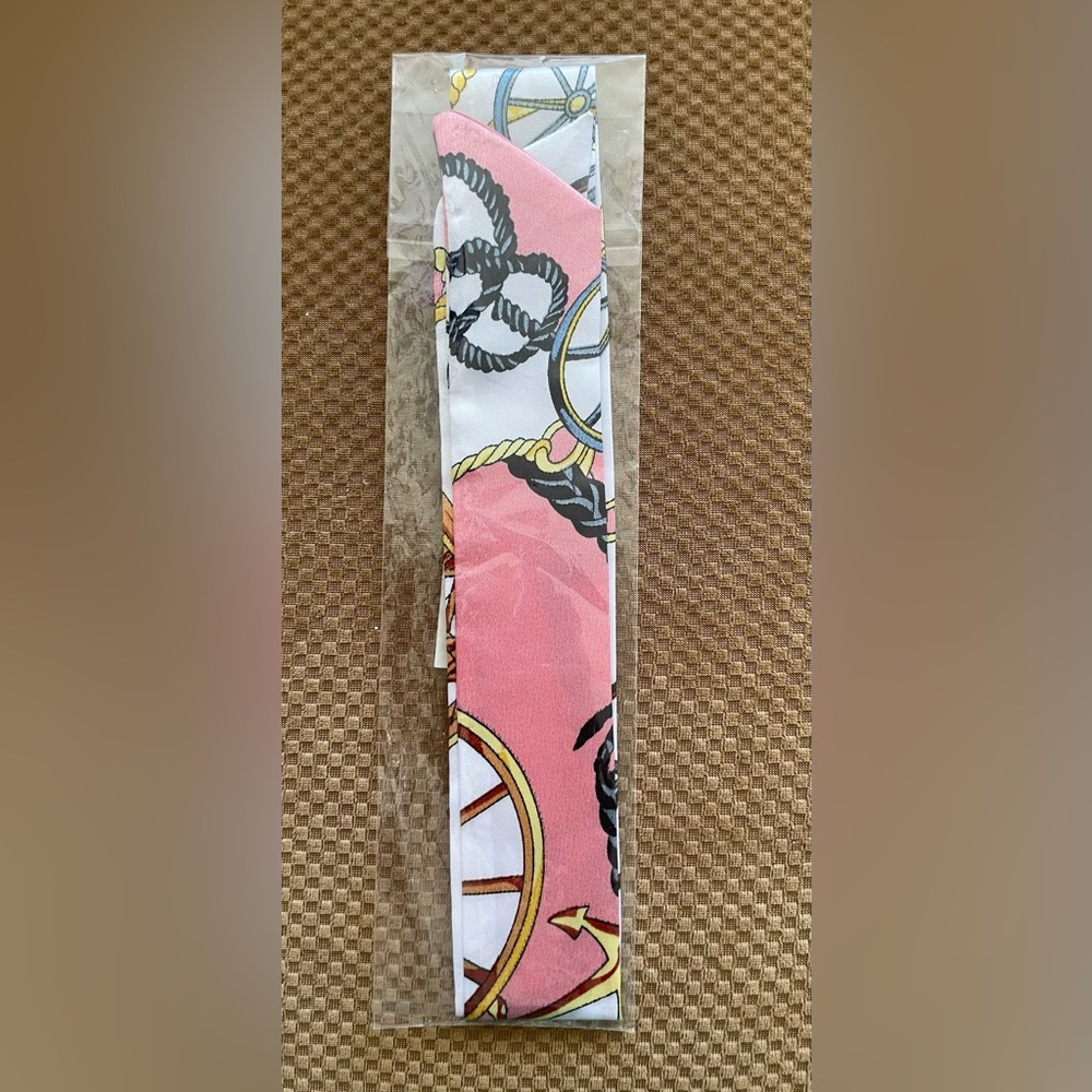 Pink and White Purse Twilly /Scarf